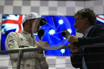 World © Octane Photographic Ltd. Formula 1 - Singapore Grand Prix - Podium. Lewis Hamilton - Mercedes AMG Petronas F1 W08 EQ Energy+. Marina Bay Street Circuit, Singapore. Sunday 17th September 2017. Digital Ref: