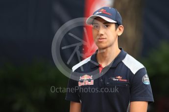 World © Octane Photographic Ltd. Formula 1 - Singapore Grand Prix - Paddock. Sean Gelael - Scuderia Toro Rosso STR12. Marina Bay Street Circuit, Singapore. Saturday 16th September 2017. Digital Ref:1961LB1D0769