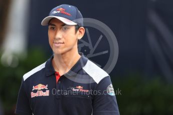 World © Octane Photographic Ltd. Formula 1 - Singapore Grand Prix - Paddock. Sean Gelael - Scuderia Toro Rosso STR12. Marina Bay Street Circuit, Singapore. Saturday 16th September 2017. Digital Ref:1961LB1D0774