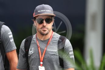 World © Octane Photographic Ltd. Formula 1 - Singapore Grand Prix - Paddock. Fernando Alonso - McLaren Honda MCL32. Marina Bay Street Circuit, Singapore. Saturday 16th September 2017. Digital Ref:1961LB1D0794