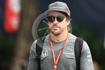 World © Octane Photographic Ltd. Formula 1 - Singapore Grand Prix - Paddock. Fernando Alonso - McLaren Honda MCL32. Marina Bay Street Circuit, Singapore. Saturday 16th September 2017. Digital Ref:1961LB1D0799