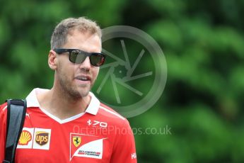 World © Octane Photographic Ltd. Formula 1 - Singapore Grand Prix - Paddock. Sebastian Vettel - Scuderia Ferrari SF70H. Marina Bay Street Circuit, Singapore. Saturday 16th September 2017. Digital Ref:1961LB1D0843