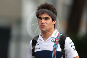 World © Octane Photographic Ltd. Formula 1 - Singapore Grand Prix - Paddock. Lance Stroll - Williams Martini Racing FW40. Marina Bay Street Circuit, Singapore. Saturday 16th September 2017. Digital Ref:1961LB1D0933