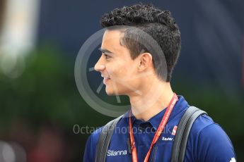 World © Octane Photographic Ltd. Formula 1 - Singapore Grand Prix - Paddock. Pascal Wehrlein – Sauber F1 Team C36. Marina Bay Street Circuit, Singapore. Saturday 16th September 2017. Digital Ref:1961LB1D0982