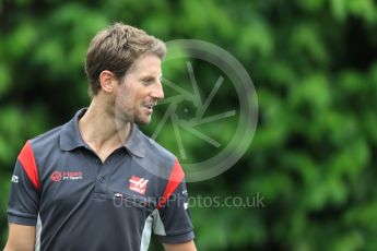 World © Octane Photographic Ltd. Formula 1 - Singapore Grand Prix - Paddock. Romain Grosjean - Haas F1 Team VF-17. Marina Bay Street Circuit, Singapore. Saturday 16th September 2017. Digital Ref:1961LB1D0988