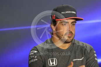 World © Octane Photographic Ltd. Formula 1 - Singapore Grand Prix – Thursday Driver Press Conference – Part 1. Fernando Alonso - McLaren Honda. Marina Bay Street Circuit, Singapore. Thursday 14th September 2017. Digital Ref: 1956LB1D7403