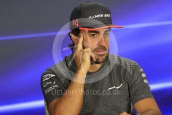 World © Octane Photographic Ltd. Formula 1 - Singapore Grand Prix – Thursday Driver Press Conference – Part 1. Fernando Alonso - McLaren Honda. Marina Bay Street Circuit, Singapore. Thursday 14th September 2017. Digital Ref: 1956LB1D7441