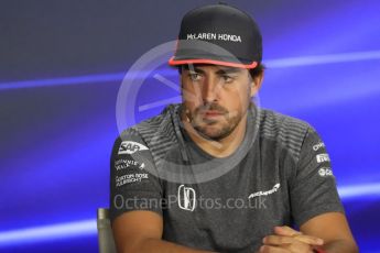 World © Octane Photographic Ltd. Formula 1 - Singapore Grand Prix – Thursday Driver Press Conference – Part 1. Fernando Alonso - McLaren Honda. Marina Bay Street Circuit, Singapore. Thursday 14th September 2017. Digital Ref: 1956LB1D7525