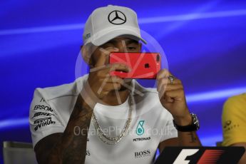 World © Octane Photographic Ltd. Formula 1 - Singapore Grand Prix – Thursday Driver Press Conference – Part 1. Lewis Hamilton - Mercedes AMG Petronas F1 Team. Marina Bay Street Circuit, Singapore. Thursday 14th September 2017. Digital Ref: 1956LB1D7534