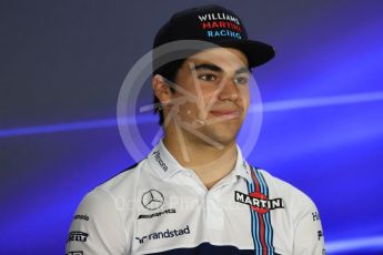 World © Octane Photographic Ltd. Formula 1 - Singapore Grand Prix – Thursday Driver Press Conference – Part 2. Lance Stroll - Williams Martini Racing. Marina Bay Street Circuit, Singapore. Thursday 14th September 2017. Digital Ref: 1956LB1D7682