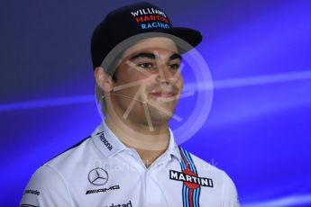 World © Octane Photographic Ltd. Formula 1 - Singapore Grand Prix – Thursday Driver Press Conference – Part 2. Lance Stroll - Williams Martini Racing. Marina Bay Street Circuit, Singapore. Thursday 14th September 2017. Digital Ref: 1956LB1D7804