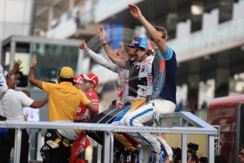 World © Octane Photographic Ltd. Formula 1 – Abu Dhabi GP - Drivers Parade. Haas F1 Team VF-18 – Kevin Magnussen and Romain Grosjean, McLaren MCL33 – Fernando Alonso and Williams Martini Racing FW41 – Sergey Sirotkin. Yas Marina Circuit, Abu Dhabi. Sunday 25th November 2018.