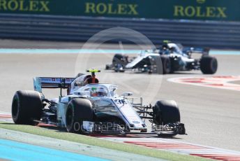 World © Octane Photographic Ltd. Formula 1 –  Abu Dhabi GP - Practice 1. Alfa Romeo Sauber F1 Team C37 – Antonio Giovinazzi and Mercedes AMG Petronas Motorsport AMG F1 W09 EQ Power+ - Valtteri Bottas. Yas Marina Circuit, Abu Dhabi. Friday 23rd November 2018.