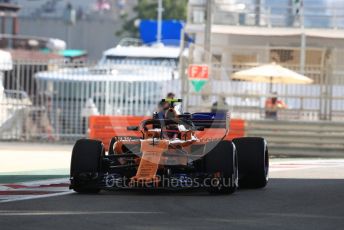 World © Octane Photographic Ltd. Formula 1 –  Abu Dhabi GP - Practice 1. McLaren MCL33 – Stoffel Vandoorne. Yas Marina Circuit, Abu Dhabi. Friday 23rd November 2018.