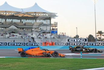 World © Octane Photographic Ltd. Formula 1 –  Abu Dhabi GP - Practice 2. McLaren MCL33 – Stoffel Vandoorne and Renault Sport F1 Team RS18 – Nico Hulkenberg. Yas Marina Circuit, Abu Dhabi. Friday 23rd November 2018.