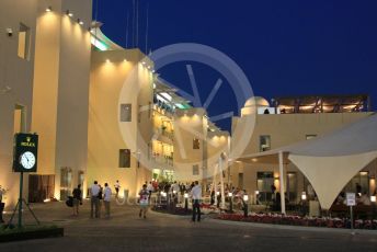 World © Octane Photographic Ltd. Formula 1 –  Abu Dhabi GP - Practice 2. Night time paddock. Yas Marina Circuit, Abu Dhabi. Friday 23rd November 2018.