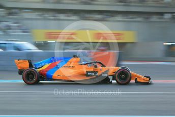 World © Octane Photographic Ltd. Formula 1 –  Abu Dhabi GP - Practice 2. McLaren MCL33 – Fernando Alonso. Yas Marina Circuit, Abu Dhabi. Friday 23rd November 2018.