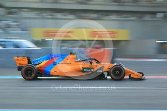 World © Octane Photographic Ltd. Formula 1 –  Abu Dhabi GP - Practice 2. McLaren MCL33 – Fernando Alonso. Yas Marina Circuit, Abu Dhabi. Friday 23rd November 2018.
