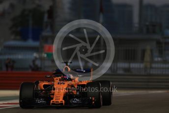 World © Octane Photographic Ltd. Formula 1 –  Abu Dhabi GP - Practice 2. McLaren MCL33 – Fernando Alonso. Yas Marina Circuit, Abu Dhabi. Friday 23rd November 2018.