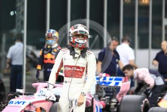 World © Octane Photographic Ltd. Formula 1 –  Abu Dhabi GP - Qualifying. Alfa Romeo Sauber F1 Team C37 – Charles Leclerc and Aston Martin Red Bull Racing TAG Heuer RB14 – Daniel Ricciardo. Yas Marina Circuit, Abu Dhabi. Saturday 24th November 2018.