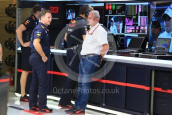 World © Octane Photographic Ltd. Formula 1 - Abu Dhabi GP - Qualifying.Helmut Marko - advisor to the Red Bull GmbH Formula One Teams and head of Red Bull's driver development program and Christian Horner - Team Principal of Red Bull Racing. Yas Marina Circuit, Abu Dhabi. Saturday 24th November 2018.