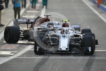 World © Octane Photographic Ltd. Formula 1 –  Abu Dhabi GP - Race. Alfa Romeo Sauber F1 Team C37 – Charles Leclerc and Marcus Ericsson. Yas Marina Circuit, Abu Dhabi. Sunday 25th November 2018.