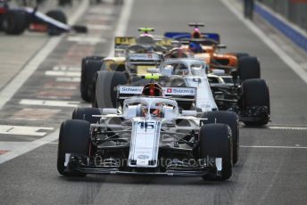 World © Octane Photographic Ltd. Formula 1 –  Abu Dhabi GP - Race. Alfa Romeo Sauber F1 Team C37 – Charles Leclerc and Marcus Ericsson, Renault Sport F1 Team RS18 – Carlos Sainz and McLaren MCL33 – Fernando Alonso. Yas Marina Circuit, Abu Dhabi. Sunday 25th November 2018.
