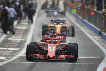 World © Octane Photographic Ltd. Formula 1 –  Abu Dhabi GP - Race. Scuderia Ferrari SF71-H – Sebastian Vettel and McLaren MCL33 – Fernando Alonso. Yas Marina Circuit, Abu Dhabi. Sunday 25th November 2018.