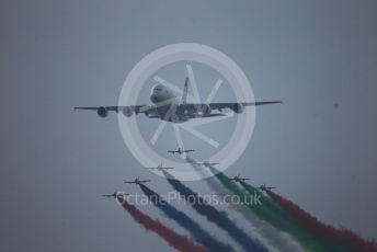 World © Octane Photographic Ltd. Formula 1 –  Abu Dhabi GP - Race. Etihad Airlines and Al-fursan flyby. Yas Marina Circuit, Abu Dhabi. Sunday 25th November 2018.