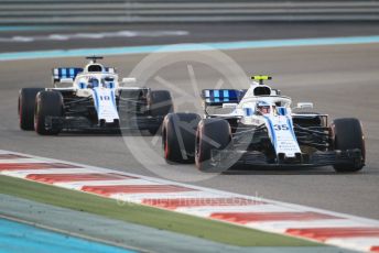 World © Octane Photographic Ltd. Formula 1 –  Abu Dhabi GP - Race. Williams Martini Racing FW41 – Sergey Sirotkin and Lance Stroll. Yas Marina Circuit, Abu Dhabi. Sunday 25th November 2018.