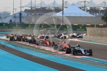 World © Octane Photographic Ltd. Formula 1 –  Abu Dhabi GP - Race. Mercedes AMG Petronas Motorsport AMG F1 W09 EQ Power+ - Lewis Hamilton and Valtteri Bottas lead out of turn 1. Yas Marina Circuit, Abu Dhabi. Sunday 25th November 2018.