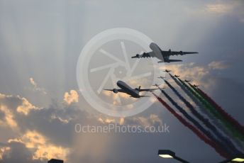 World © Octane Photographic Ltd. Formula 1 –  Abu Dhabi GP - Race. Etihad Airlines and Al-fursan flyby. Yas Marina Circuit, Abu Dhabi. Sunday 25th November 2018.