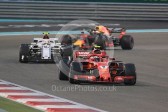World © Octane Photographic Ltd. Formula 1 –  Abu Dhabi GP - Race. Scuderia Ferrari SF71-H – Kimi Raikkonen, Alfa Romeo Sauber F1 Team C37 – Charles Leclerc and Aston Martin Red Bull Racing TAG Heuer RB14 – Daniel Ricciardo. Yas Marina Circuit, Abu Dhabi. Sunday 25th November 2018.