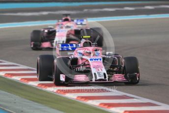 World © Octane Photographic Ltd. Formula 1 –  Abu Dhabi GP - Race. Racing Point Force India VJM11 - Esteban Ocon and Sergio Perez. Yas Marina Circuit, Abu Dhabi. Sunday 25th November 2018.