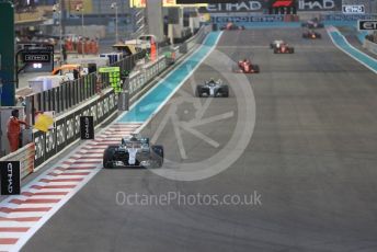 World © Octane Photographic Ltd. Formula 1 –  Abu Dhabi GP - Race. The Safety Car leads Mercedes AMG Petronas Motorsport AMG F1 W09 EQ Power+ - Lewis Hamilton and Valtteri Bottas. Yas Marina Circuit, Abu Dhabi. Sunday 25th November 2018.