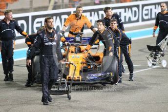 World © Octane Photographic Ltd. Formula 1 –  Abu Dhabi GP - Parc Ferme. McLaren MCL33 – Fernando Alonso. Yas Marina Circuit, Abu Dhabi. Sunday 25th November 2018.