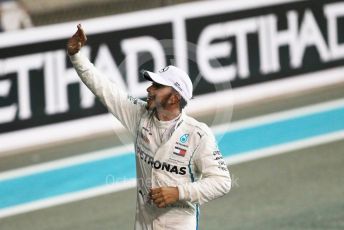 World © Octane Photographic Ltd. Formula 1 –  Abu Dhabi GP - Post-race celebration. Mercedes AMG Petronas Motorsport AMG F1 W09 EQ Power+ - Lewis Hamilton. Yas Marina Circuit, Abu Dhabi. Sunday 25th November 2018.