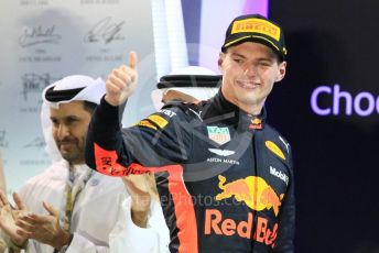 World © Octane Photographic Ltd. Formula 1 –  Abu Dhabi GP - Podium. Aston Martin Red Bull Racing TAG Heuer RB14 – Max Verstappen. Yas Marina Circuit, Abu Dhabi. Sunday 25th November 2018.