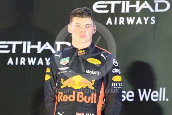 World © Octane Photographic Ltd. Formula 1 –  Abu Dhabi GP - Podium. Aston Martin Red Bull Racing TAG Heuer RB14 – Max Verstappen. Yas Marina Circuit, Abu Dhabi. Sunday 25th November 2018.