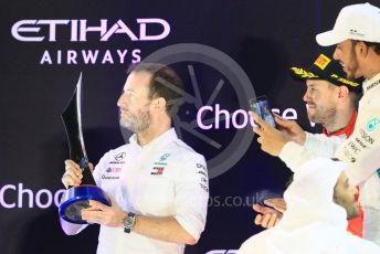 World © Octane Photographic Ltd. Formula 1 –  Abu Dhabi GP - Podium. Mercedes AMG Petronas Motorsport AMG F1 W09 EQ Power+ - Lewis Hamilton. Yas Marina Circuit, Abu Dhabi. Sunday 25th November 2018.