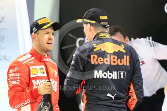 World © Octane Photographic Ltd. Formula 1 –  Abu Dhabi GP - Podium. Scuderia Ferrari SF71-H – Sebastian Vettel and Aston Martin Red Bull Racing TAG Heuer RB14 – Max Verstappen. Yas Marina Circuit, Abu Dhabi. Sunday 25th November 2018.