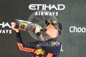World © Octane Photographic Ltd. Formula 1 –  Abu Dhabi GP - Podium. Aston Martin Red Bull Racing TAG Heuer RB14 – Max Verstappen. Yas Marina Circuit, Abu Dhabi. Sunday 25th November 2018.