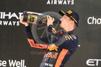 World © Octane Photographic Ltd. Formula 1 –  Abu Dhabi GP - Podium. Aston Martin Red Bull Racing TAG Heuer RB14 – Max Verstappen. Yas Marina Circuit, Abu Dhabi. Sunday 25th November 2018.