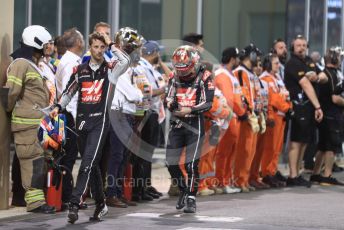 World © Octane Photographic Ltd. Formula 1 –  Abu Dhabi GP - Parc Ferme. Haas F1 Team VF-18 – Romain Grosjean and Kevin Magnussen. Yas Marina Circuit, Abu Dhabi. Sunday 25th November 2018.