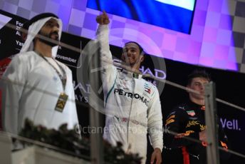 World © Octane Photographic Ltd. Formula 1 –  Abu Dhabi GP - Podium. Mercedes AMG Petronas Motorsport AMG F1 W09 EQ Power+ - Lewis Hamilton. Yas Marina Circuit, Abu Dhabi. Sunday 25th November 2018.