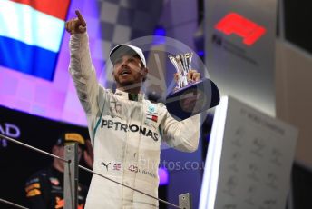 World © Octane Photographic Ltd. Formula 1 –  Abu Dhabi GP - Podium. Mercedes AMG Petronas Motorsport AMG F1 W09 EQ Power+ - Lewis Hamilton. Yas Marina Circuit, Abu Dhabi. Sunday 25th November 2018.