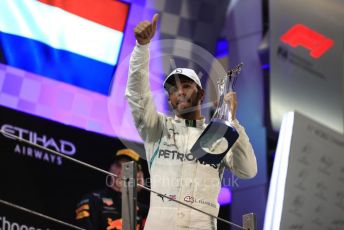 World © Octane Photographic Ltd. Formula 1 –  Abu Dhabi GP - Podium. Mercedes AMG Petronas Motorsport AMG F1 W09 EQ Power+ - Lewis Hamilton. Yas Marina Circuit, Abu Dhabi. Sunday 25th November 2018.