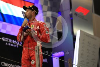 World © Octane Photographic Ltd. Formula 1 –  Abu Dhabi GP - Podium. Scuderia Ferrari SF71-H – Sebastian Vettel. Yas Marina Circuit, Abu Dhabi. Sunday 25th November 2018.