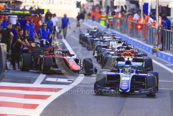 World © Octane Photographic Ltd. FIA Formula 2 (F2) – Abu Dhabi GP - Practice. Carlin - Lando Norris and ART Grand Prix - George Russell. . Yas Marina Circuit, Abu Dhabi. Friday 23rd November 2018.