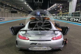 World © Octane Photographic Ltd. FIA Formula 2 (F2) – Abu Dhabi GP - Race 1. Mercedes AMG GT Safety car on the night time grid. Yas Marina Circuit, Abu Dhabi. Saturday 24th November 2018.